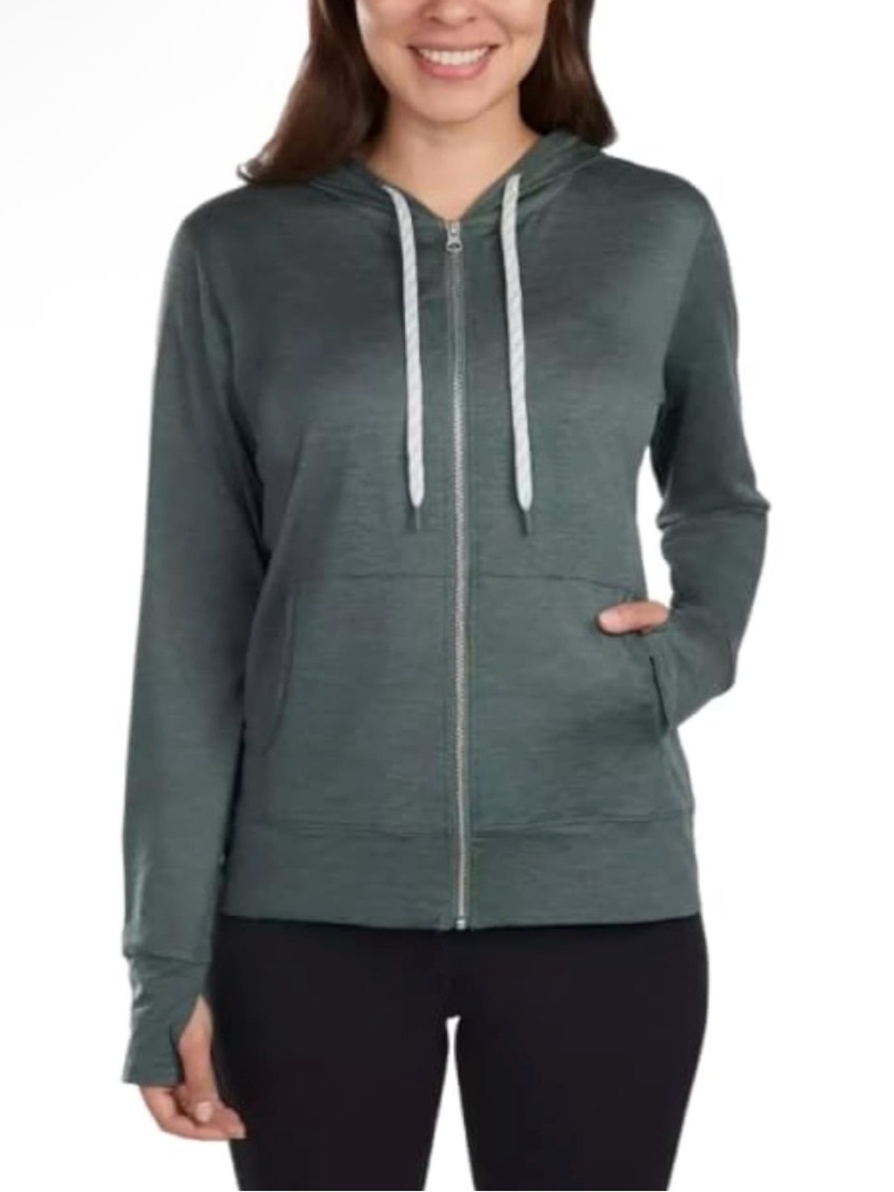 KIRKLAND Signature Women's Lightweight Full Zip Hooded Jacket green Small